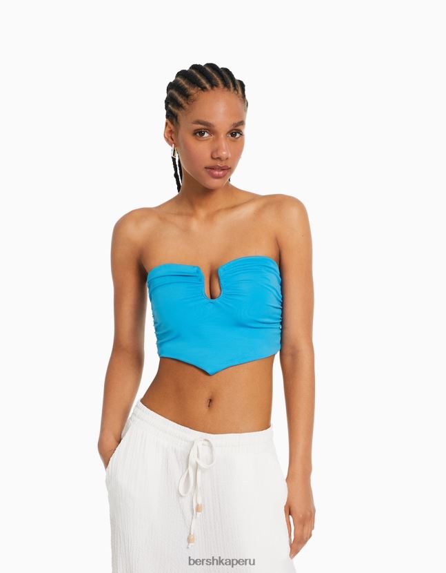 azul Bershka mujer top corsé confort con detalle 806J6B693