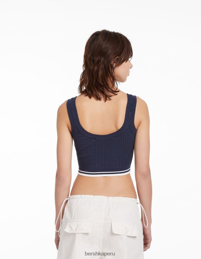 azul Bershka mujer top de punto de ochos 806J6B895