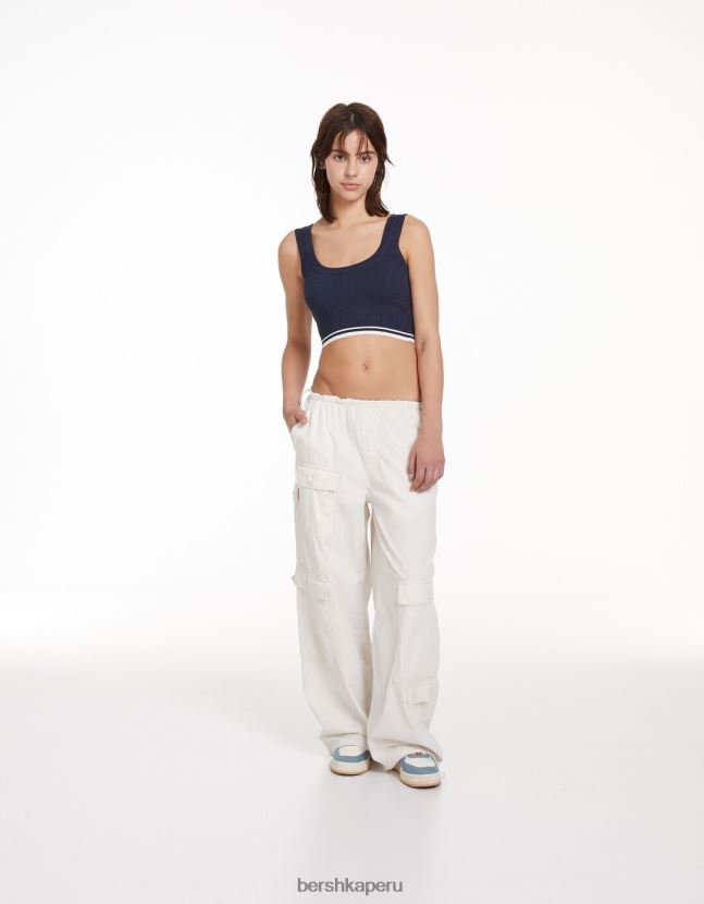 azul Bershka mujer top de punto de ochos 806J6B895