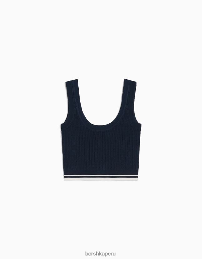 azul Bershka mujer top de punto de ochos 806J6B895
