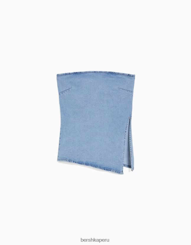 azul claro Bershka mujer top bandeau de mezclilla 806J6B1847