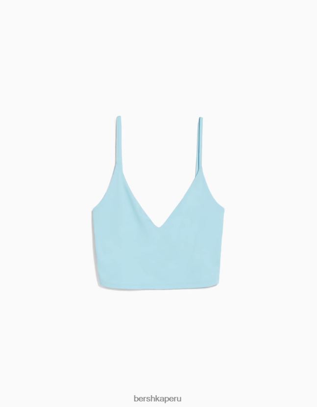 azul claro Bershka mujer top corto con tiras 806J6B821