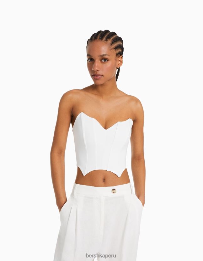 blanco Bershka mujer corsé corto con cuello en V 806J6B691