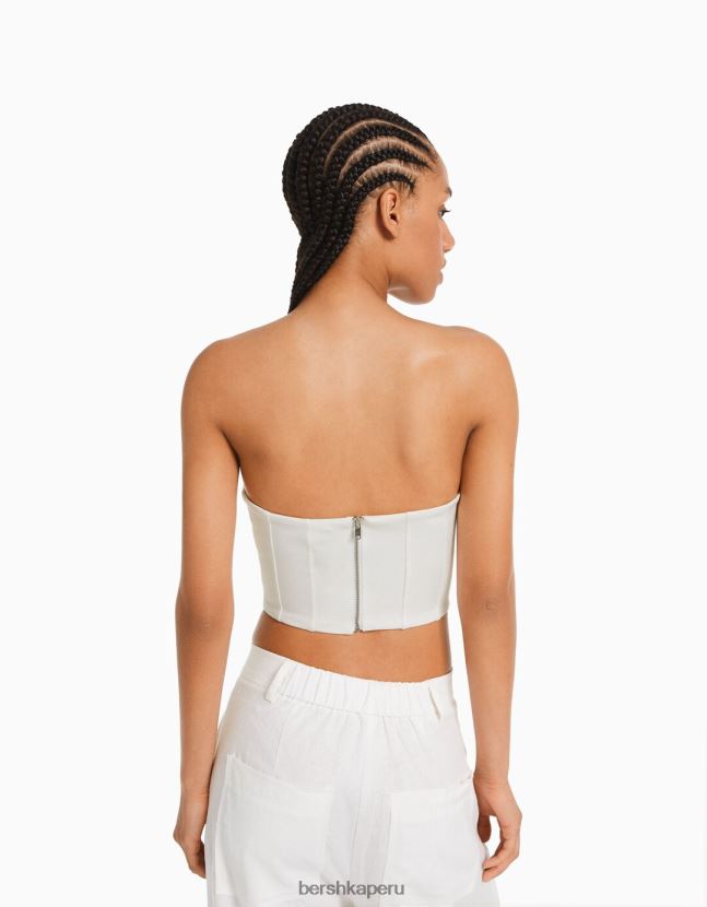 blanco Bershka mujer corsé corto con cuello en V 806J6B691