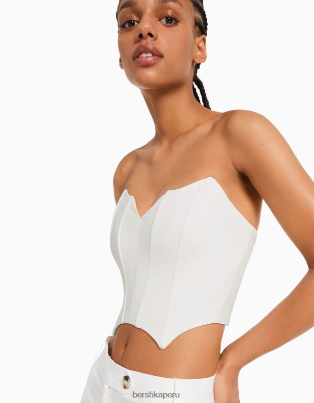 blanco Bershka mujer corsé corto con cuello en V 806J6B691