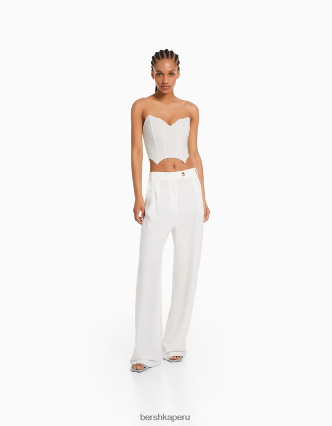 blanco Bershka mujer corsé corto con cuello en V 806J6B691