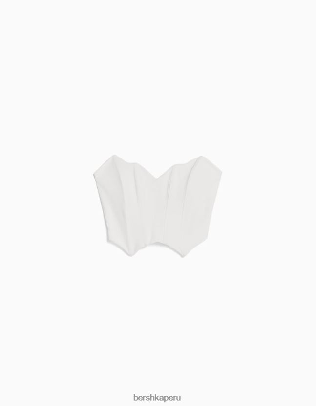 blanco Bershka mujer corsé corto con cuello en V 806J6B691