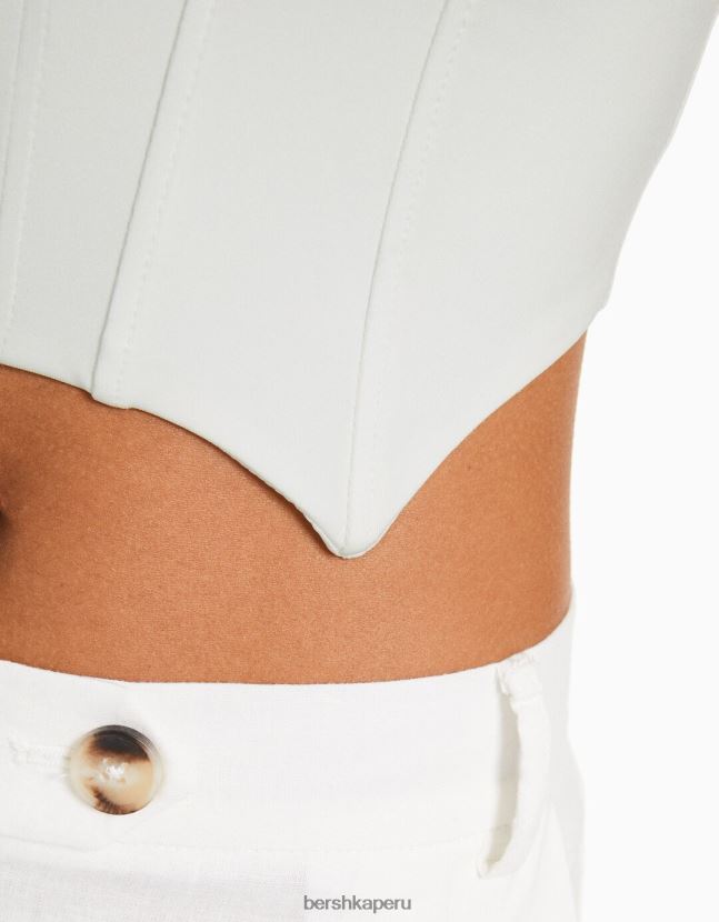 blanco Bershka mujer corsé corto con cuello en V 806J6B691