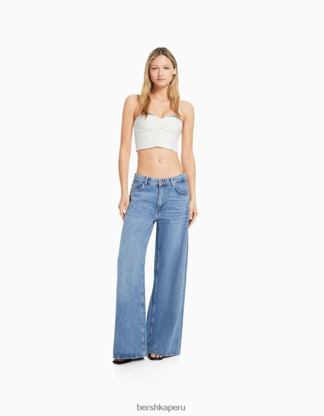 blanco Bershka mujer corsé de tiras con detalle de pedrería 806J6B736