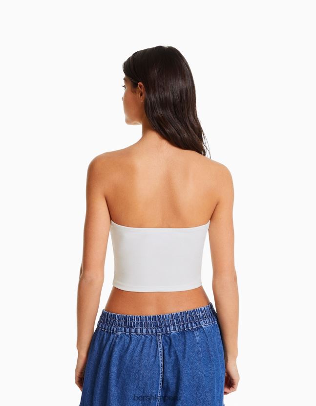 blanco Bershka mujer corsé top bandeau 806J6B675