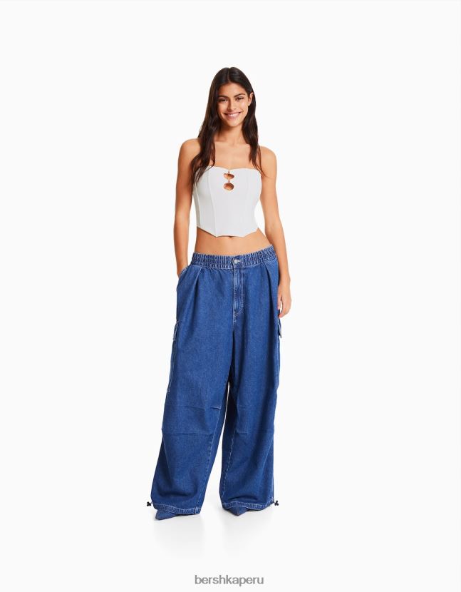 blanco Bershka mujer corsé top bandeau 806J6B675