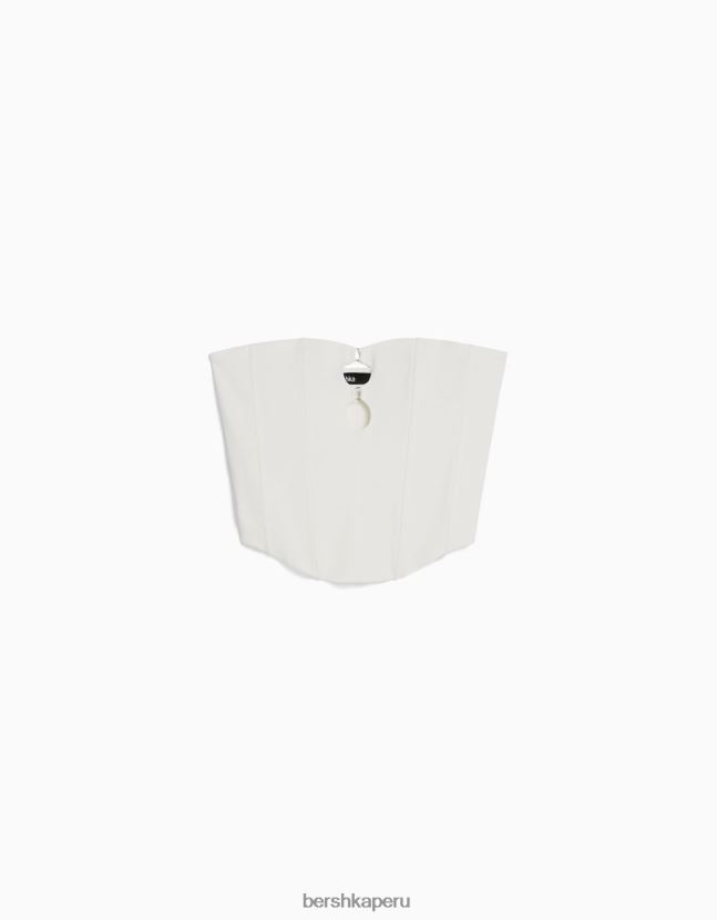 blanco Bershka mujer corsé top bandeau 806J6B675