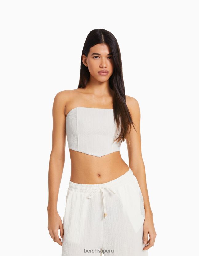 blanco Bershka mujer corsé top bandeau 806J6B702