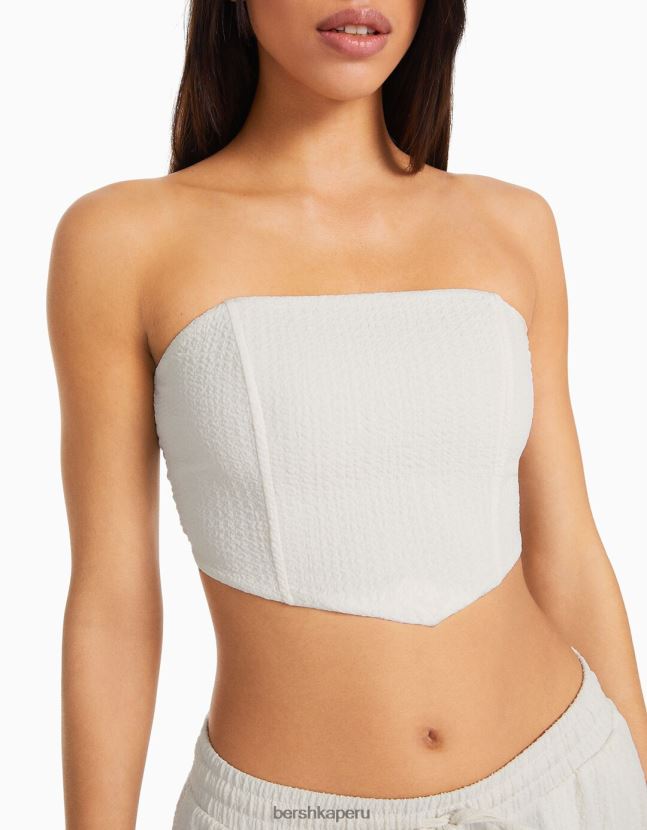 blanco Bershka mujer corsé top bandeau 806J6B702