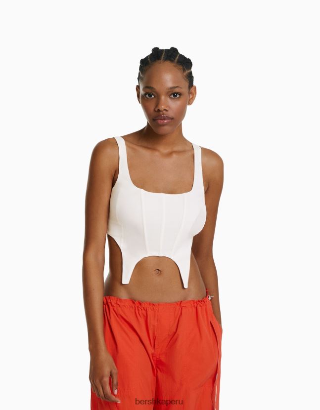blanco Bershka mujer parte superior del corsé 806J6B761