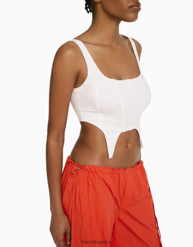 blanco Bershka mujer parte superior del corsé 806J6B761