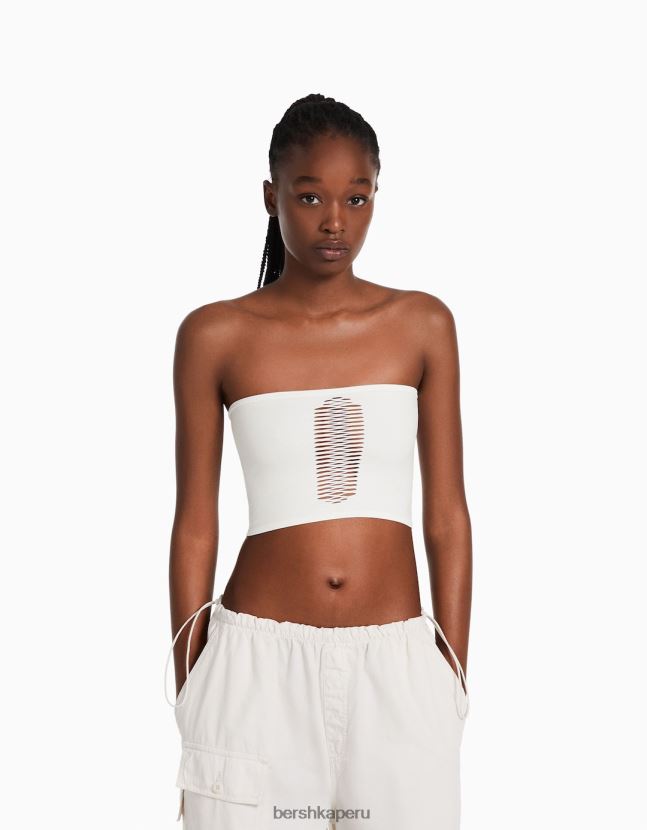 blanco Bershka mujer top bandeau sin costuras 806J6B827