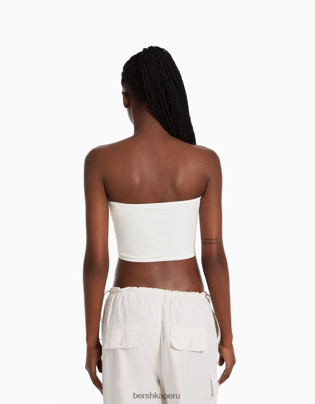 blanco Bershka mujer top bandeau sin costuras 806J6B827