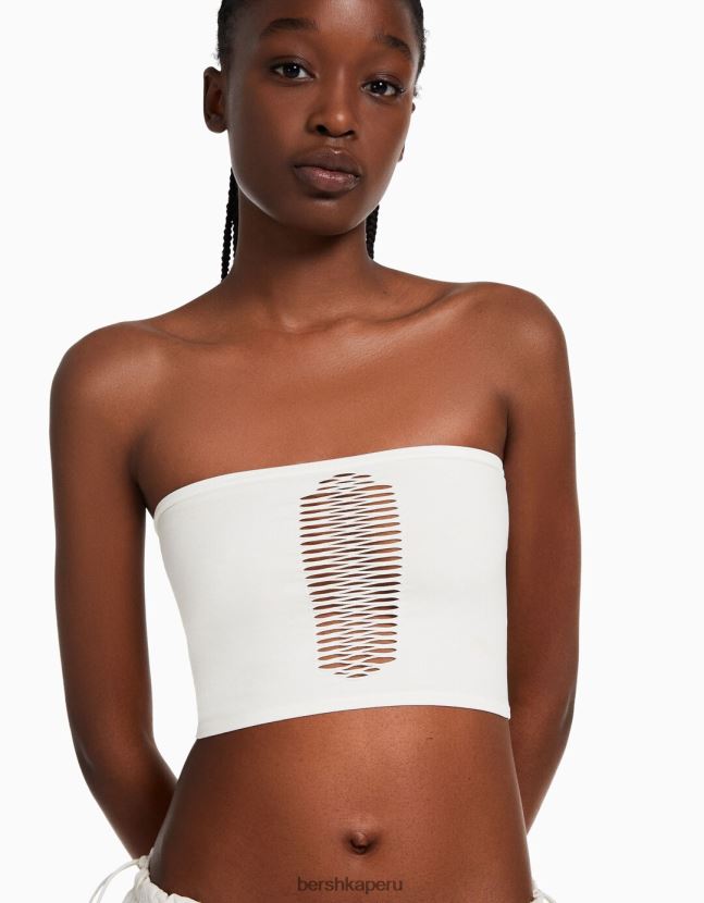 blanco Bershka mujer top bandeau sin costuras 806J6B827