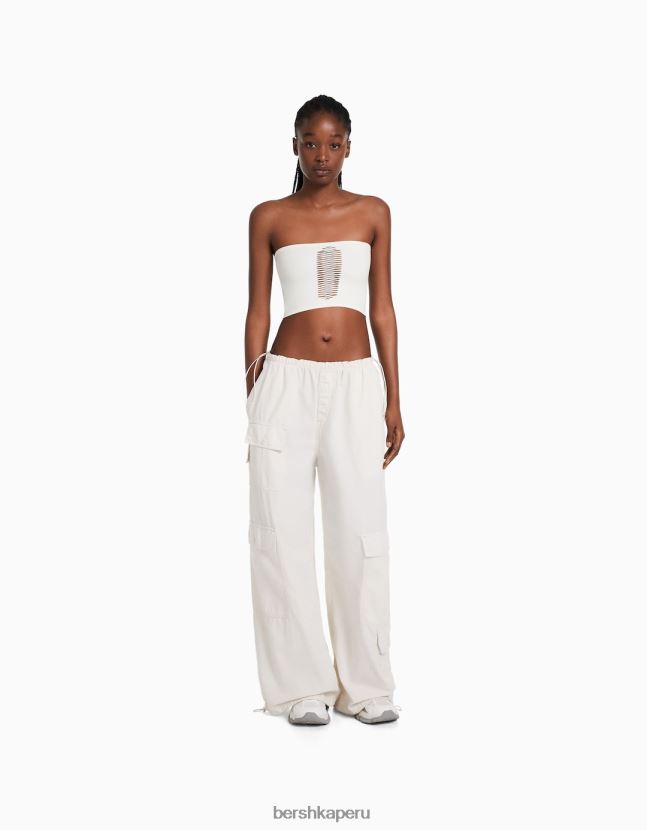 blanco Bershka mujer top bandeau sin costuras 806J6B827