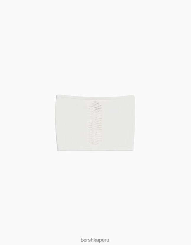 blanco Bershka mujer top bandeau sin costuras 806J6B827