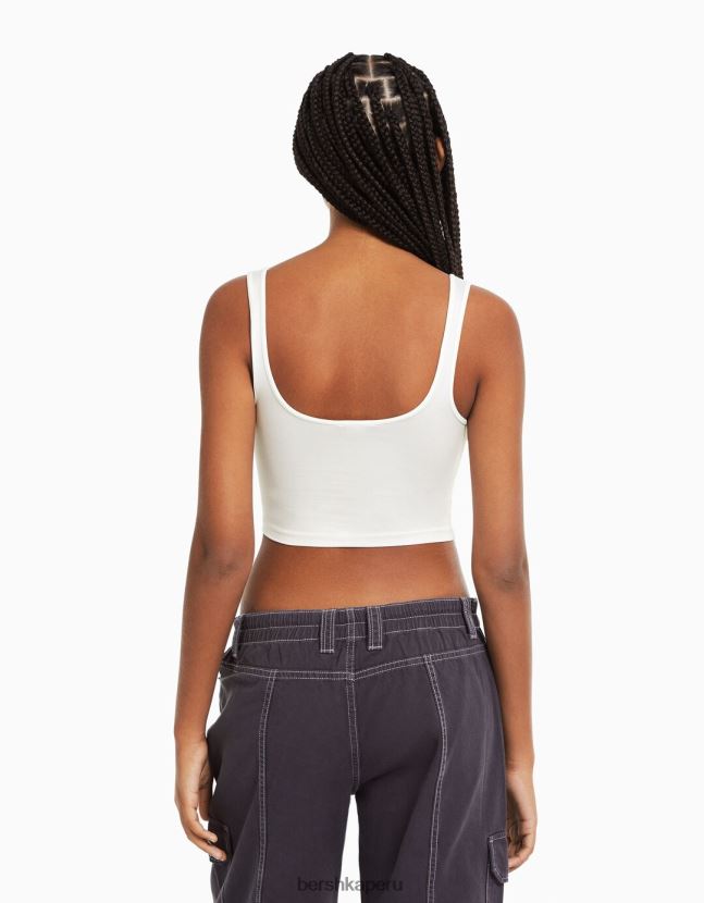 blanco Bershka mujer top con tirantes anchos 806J6B799