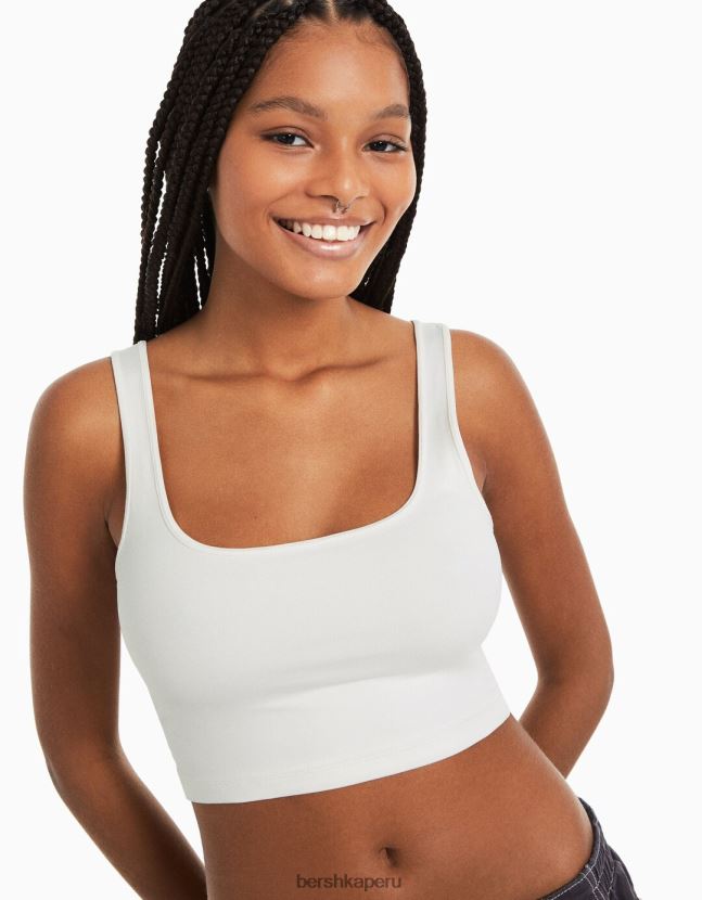 blanco Bershka mujer top con tirantes anchos 806J6B799