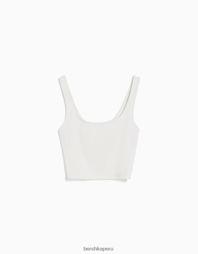 blanco Bershka mujer top con tirantes anchos 806J6B799