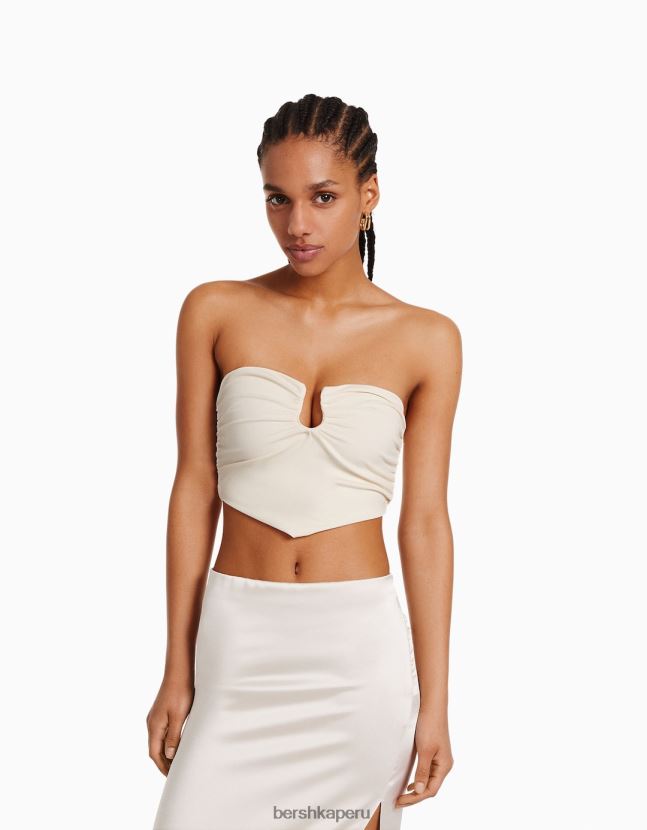 blanco Bershka mujer top corsé confort con detalle 806J6B692