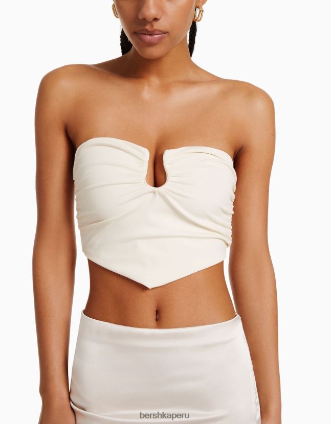 blanco Bershka mujer top corsé confort con detalle 806J6B692