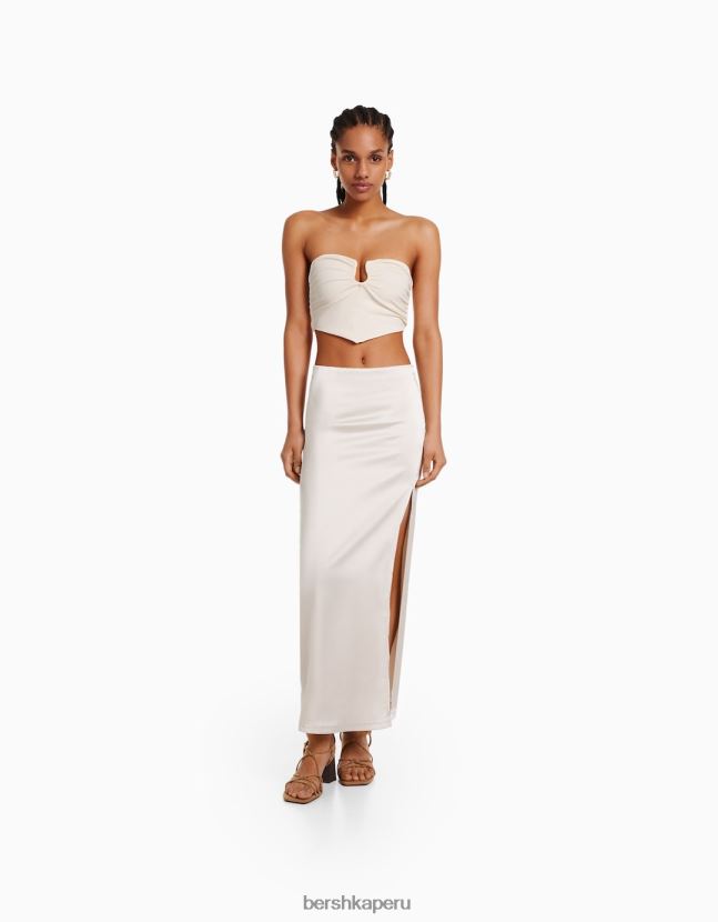 blanco Bershka mujer top corsé confort con detalle 806J6B692