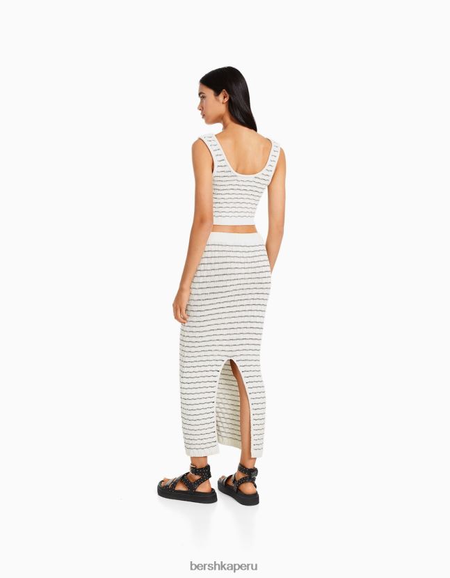 blanco Bershka mujer top de punto con tirantes anchos 806J6B844