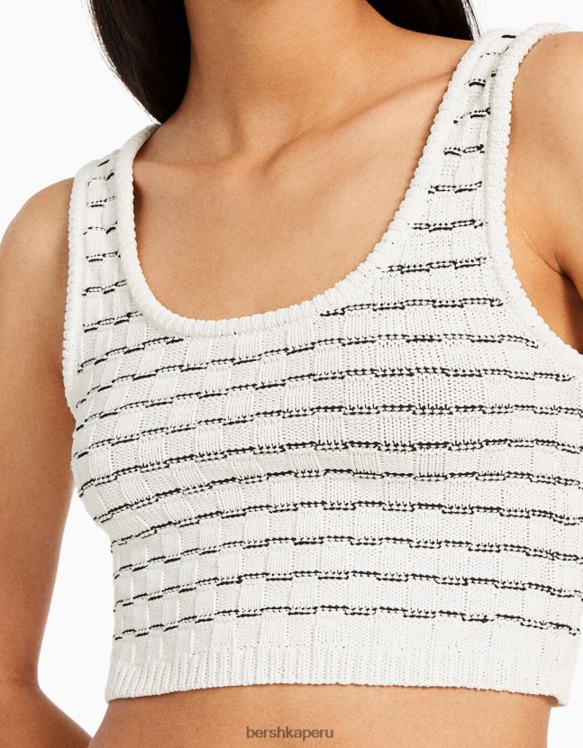 blanco Bershka mujer top de punto con tirantes anchos 806J6B844