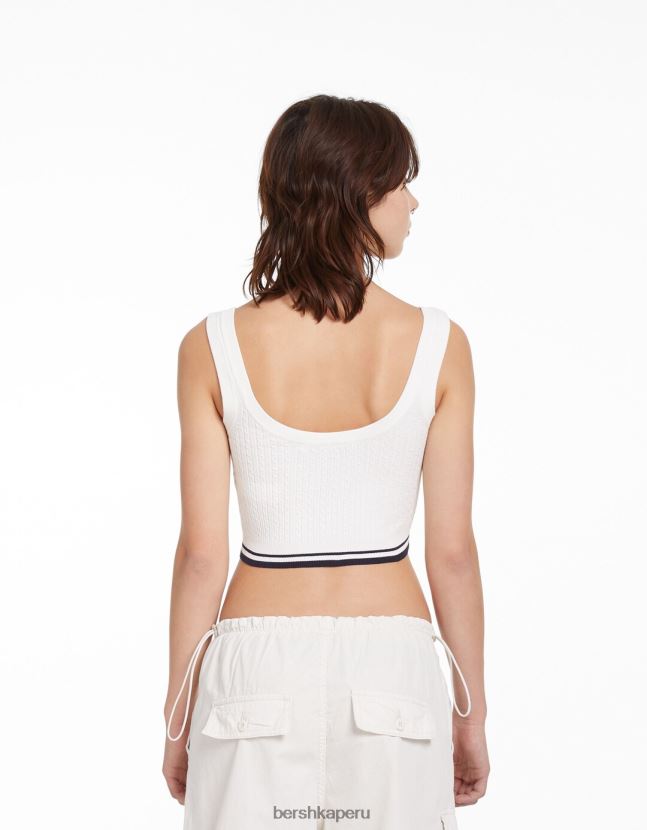 blanco Bershka mujer top de punto de ochos 806J6B896