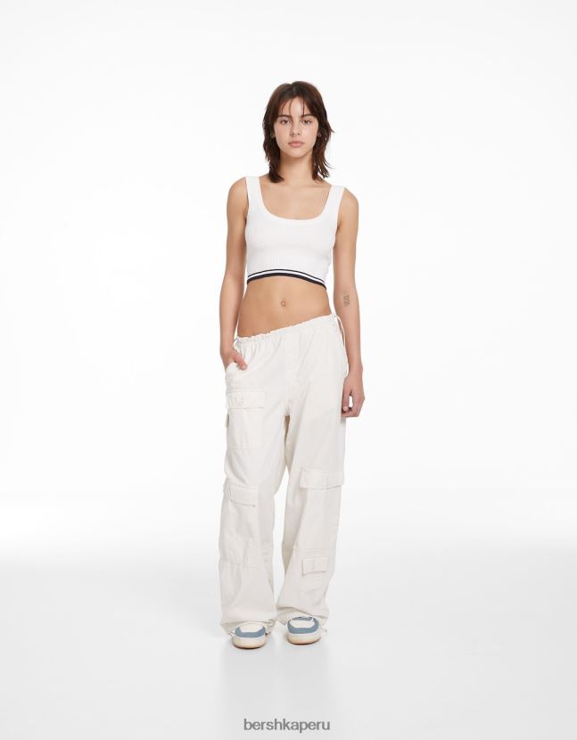 blanco Bershka mujer top de punto de ochos 806J6B896