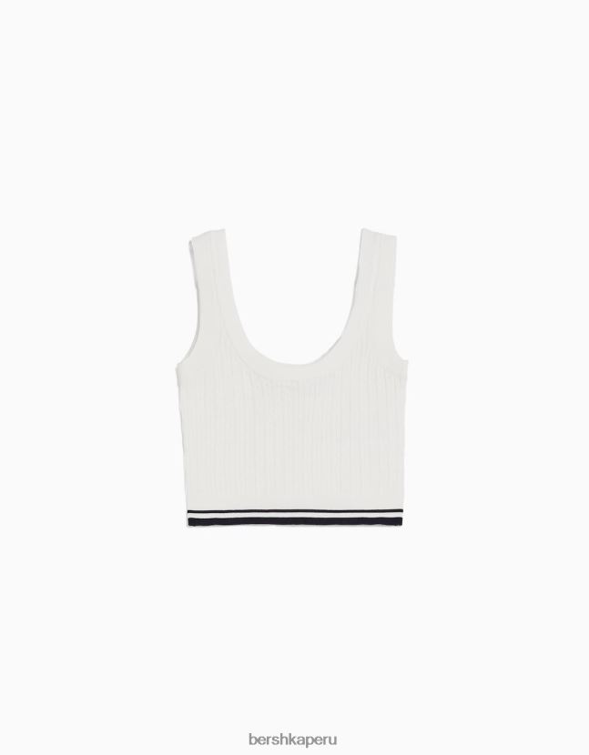 blanco Bershka mujer top de punto de ochos 806J6B896