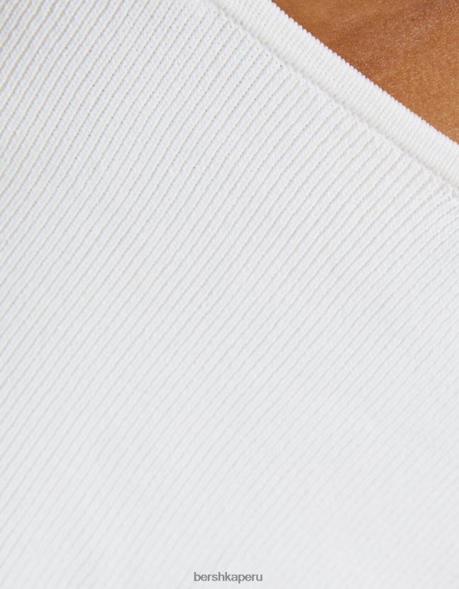 blanco Bershka mujer top tejido con tiras y pedrería 806J6B763