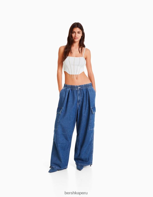 blanco Bershka mujer top tejido con tiras y pedrería 806J6B764