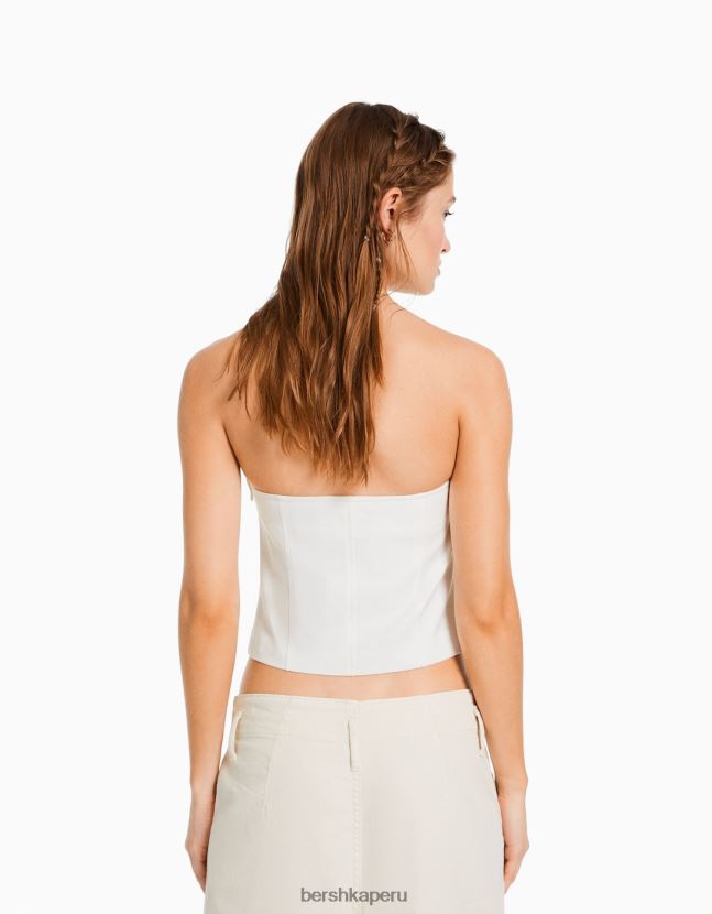 blanquecino Bershka mujer chaleco corsé de sastre con hombros descubiertos 806J6B683