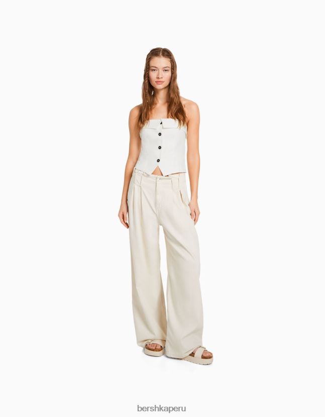 blanquecino Bershka mujer chaleco corsé de sastre con hombros descubiertos 806J6B683