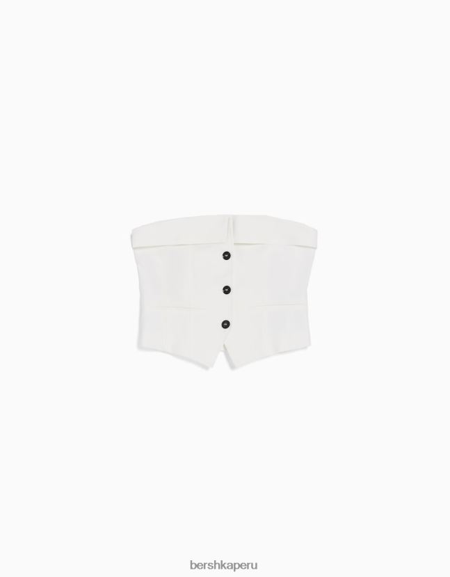 blanquecino Bershka mujer chaleco corsé de sastre con hombros descubiertos 806J6B683