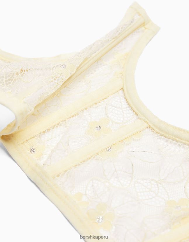 blanquecino Bershka mujer corsé de encaje 806J6B789