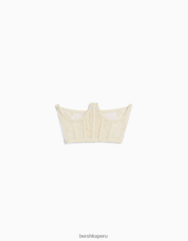 blanquecino Bershka mujer corsé de encaje 806J6B789