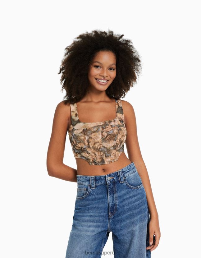 blanquecino Bershka mujer corsé de tul sin mangas 806J6B719