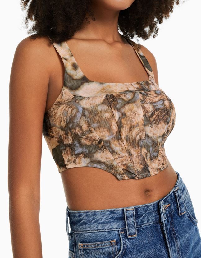 blanquecino Bershka mujer corsé de tul sin mangas 806J6B719