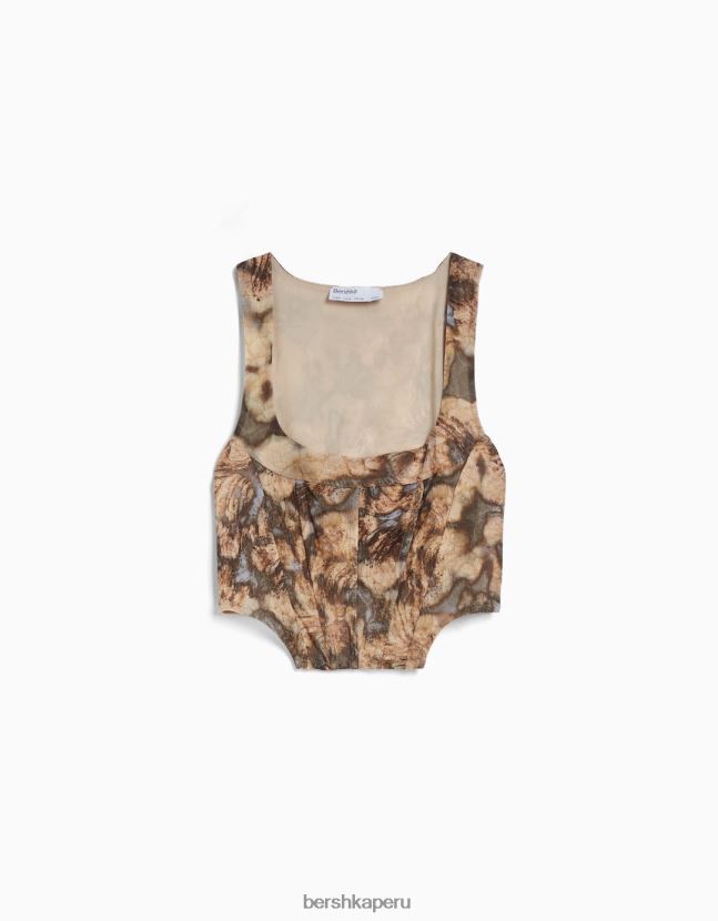 blanquecino Bershka mujer corsé de tul sin mangas 806J6B719