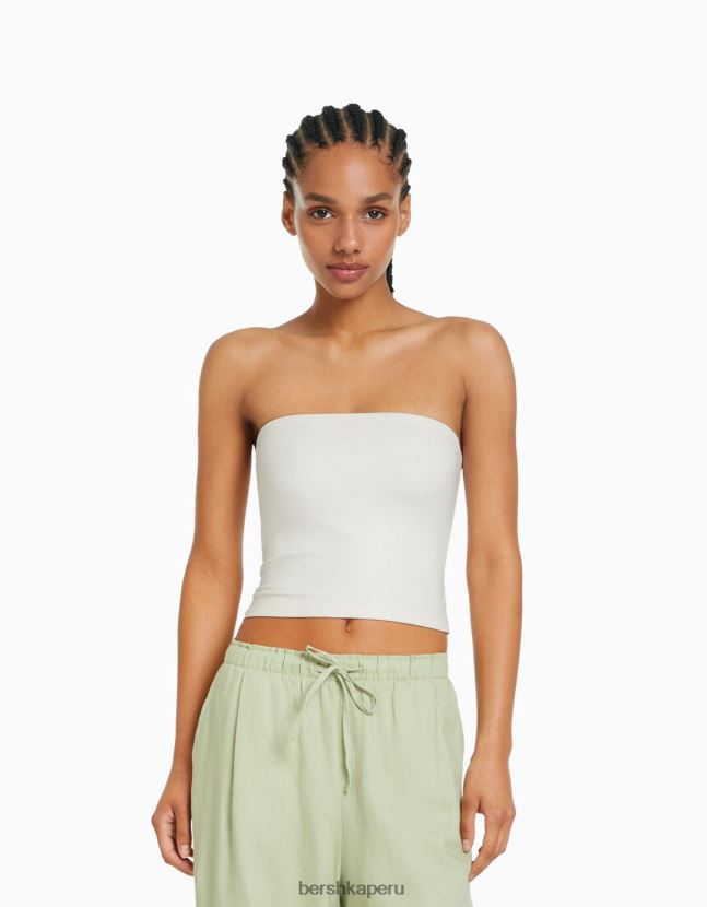 blanquecino Bershka mujer parte superior bandeau 806J6B661
