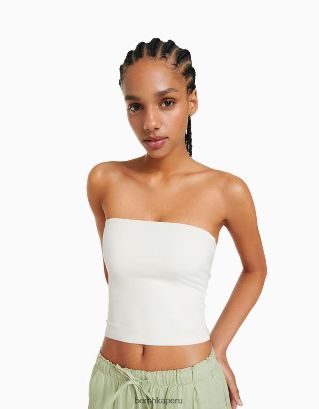 blanquecino Bershka mujer parte superior bandeau 806J6B661