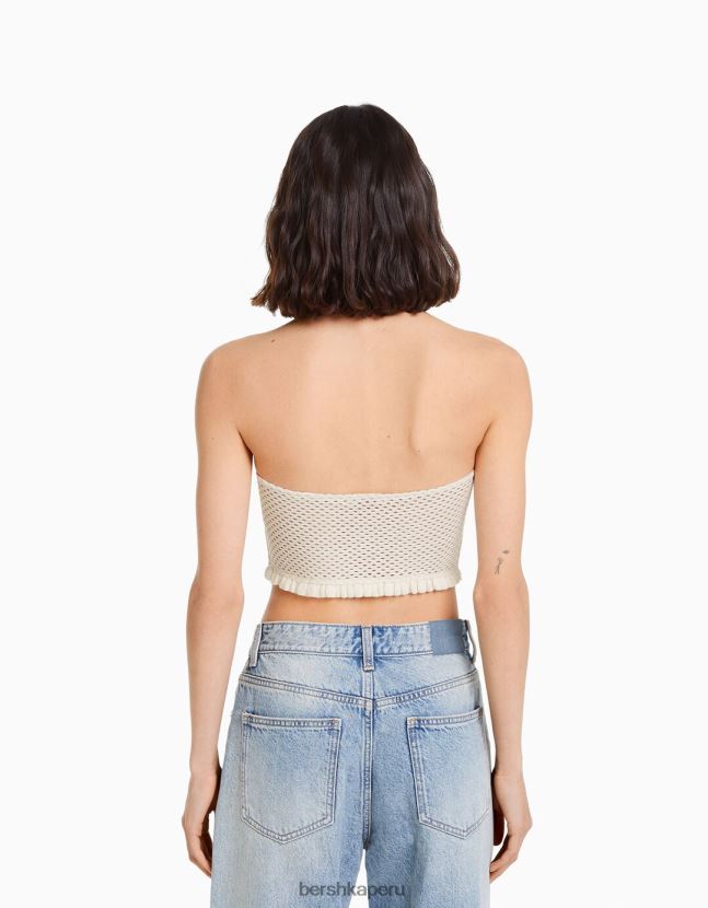 blanquecino Bershka mujer parte superior de ganchillo 806J6B752