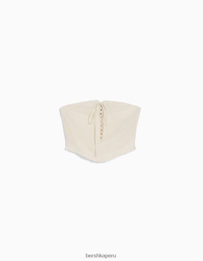 blanquecino Bershka mujer parte superior de ganchillo 806J6B752